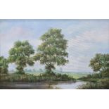 Quantity of pictures and prints to include 20th century oil on canvas, river scene (9)