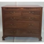 19th century mahogany chest of drawers, the rectangular top with applied moulded edge, with inlaid