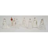 Six Coalport marriage celebration figures, Queen Victoria, Queen Elizabeth The Queen Mother,