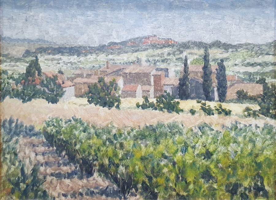 John Bill RWA (late 20th century school)  Pair of oils on board "Village near Les Bassacs - Image 5 of 7