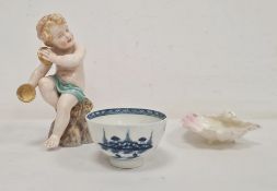 Royal Worcester figure of putto type figure seated on rock with pair cymbals, small porcelain