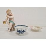 Royal Worcester figure of putto type figure seated on rock with pair cymbals, small porcelain