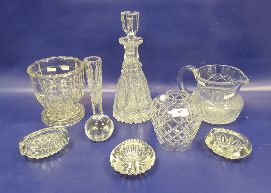 Three glass apothecary bottles, a cut decanter, vase, water jug and other items (11) - Image 2 of 2