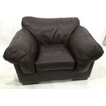 Brown leather single armchair