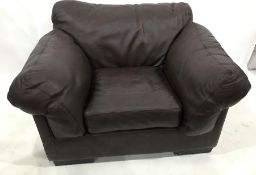 Brown leather single armchair