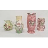 Large Arthur Wood 'Astoria' pattern pottery vase with everted rim, in pink, 29cm high, another ovoid