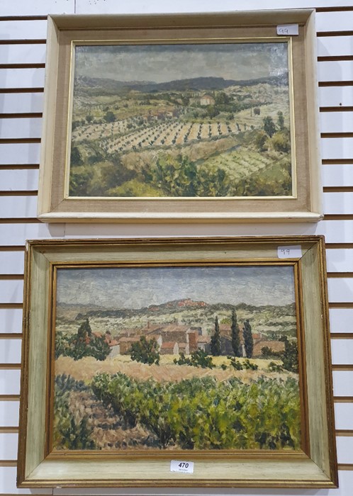 John Bill RWA (late 20th century school)  Pair of oils on board "Village near Les Bassacs - Image 7 of 7