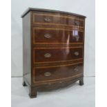 20th century bowfront chest of four long drawers, to bracket feet, 92cm x 110cm