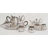 James Dixon & Sons EPNS tea and coffee service comprising of teapot, coffee pot, water jug, tray,