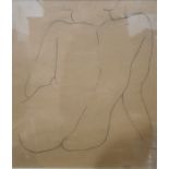 20th century school Pencil study Nude, initialled FHB lower right and a quantity of decorative