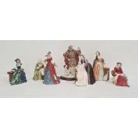 Royal Doulton set of figures, Henry VIII and his six wives.... Catherine of Aragon, Anne Boleyn,