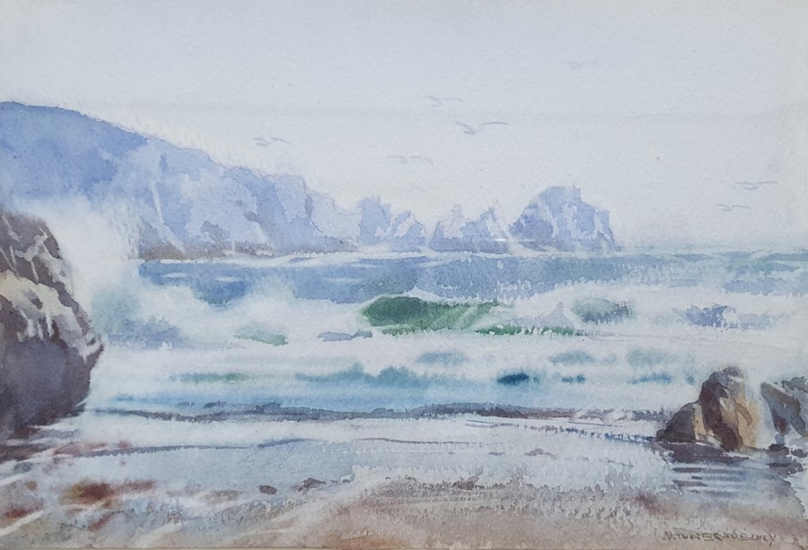 H McDowall (20th century) Watercolour  Winter Landscape , signed lower left, 25.5cm x 36.5cm  Arthur - Image 3 of 6