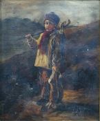 19th century continental school (possibly in the manner of Edgar Farasyn)  Oil Boy with catch,