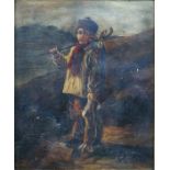 19th century continental school (possibly in the manner of Edgar Farasyn)  Oil Boy with catch,