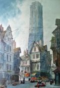 Paul Braddon (20th century school) Watercolour and pastel Continental townscape, signed lower