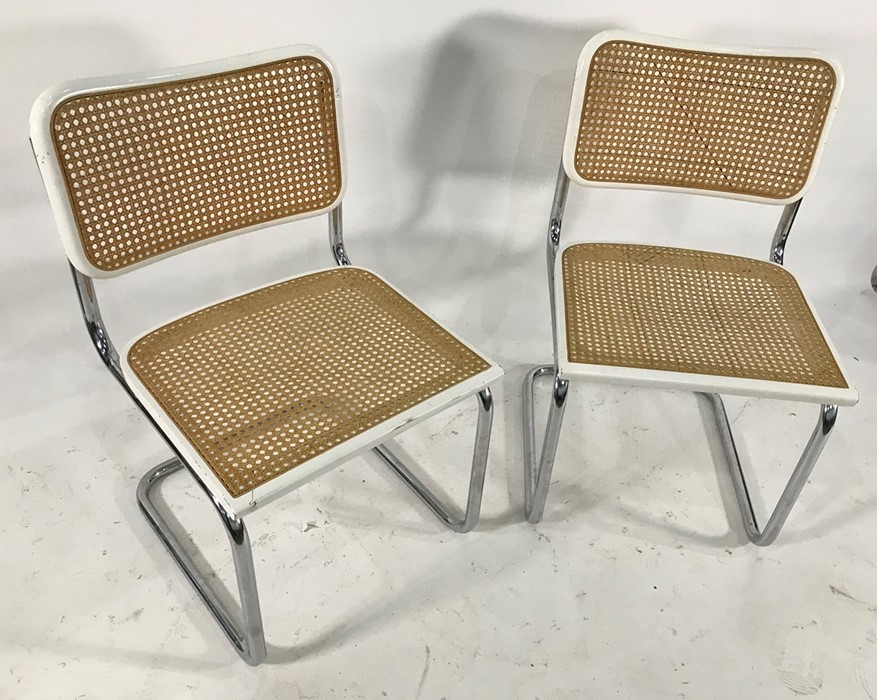 Set of six modern cane back and seated chairs with chrome cantilever-style bases (6)  Condition