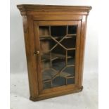 Pine corner cupboard the astragal glazed door enclosing shelves, 101.5 high