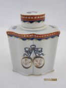 Chinese porcelain tea canister and cover with ogee moulded sides, floral spray decorated and with