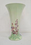 Clarice Cliff Hollyhocks vase, green on circular foot, 30.5cm highCondition ReportCondition is