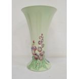 Clarice Cliff Hollyhocks vase, green on circular foot, 30.5cm highCondition ReportCondition is