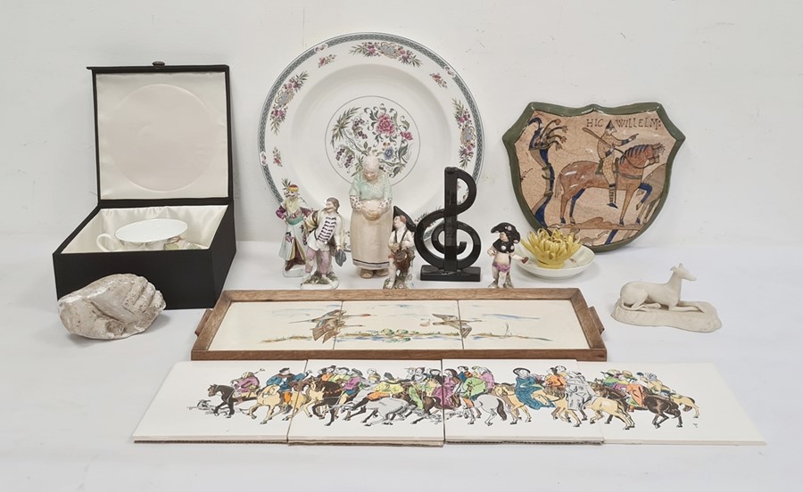 Quantity decorative ceramics to include four various porcelain figures, possibly 18th century