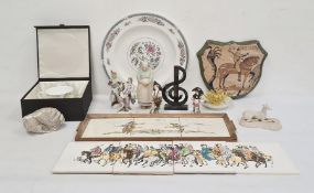 Quantity decorative ceramics to include four various porcelain figures, possibly 18th century