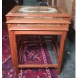 Mid 20th century nest of three tile-top coffee tables