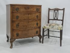 20th century bowfront chest of four drawers, on cabriole legs and a bedroom chair (2)