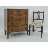 20th century bowfront chest of four drawers, on cabriole legs and a bedroom chair (2)