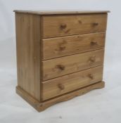 Pine chest of four drawers on bracket feet, 79 x 80cm