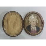 19th century school  Watercolour miniature on ivory  Head and shoulders portrait of a lady in