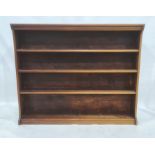 Modern mahogany four-shelf open bookcase, on plinth base, 137cm x 113cm