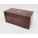 19th century rosewood tea caddy of rectangular form