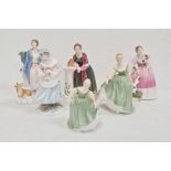 Five Royal Doulton figures to include Queen Victoria, Florence Nightingale, Fair Lady, Queen