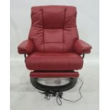 Ekorness stressless red leather electric armchair Condition ReportThe leather is in fair