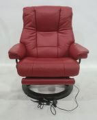 Ekorness stressless red leather electric armchair Condition ReportThe leather is in fair