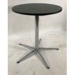 Black leatherette topped centre table on chrome-style base