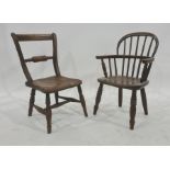 Elm seated child's stickback country carver chair and an elm seated child's Oxford bar-back chair (