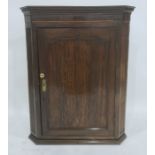 19th century oak single door hanging corner cupboard with fluted pilasters, 96cm high