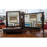 19th century mahogany dressing table with swing mirror, on bowfront base with two drawers and one