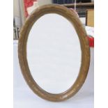 Gilt wall mirror, oval, 70cm x 48cm overall and another, oval, with moulded frame, 88cm x 63cm