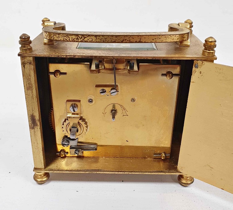 Brass and glass carriage clock of squat form, with Roman numerals to the dial, in carry case - Image 3 of 3