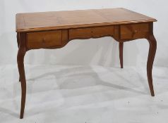 Modern cherrywood desk with three drawers, on cabriole legs, 129W x 70D x x76H cm  Condition