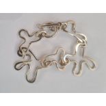 Foreign silver abstract link bracelet, 39g approx