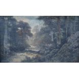 Possibly 19th century, oil on panel, river though woodland, indistinctly signed lower left, together