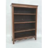 20th century mahogany and satinwood banded open bookcase, the rectangular top with moulded edge,