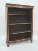 20th century mahogany and satinwood banded open bookcase, the rectangular top with moulded edge,