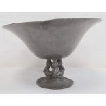 Just Andersen Danish pewter bowl, circular with everted rim, on three stylised mermaid-type