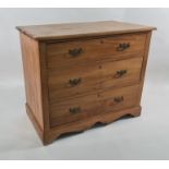 Early 20th century satinwood chest of three drawers, on bracket feet, 92cm x 77cm