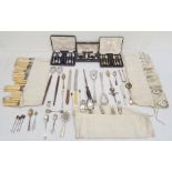 Silver-plated cased cruet set, cased teaspoons and sugar tongs, other cased silver-plated items,